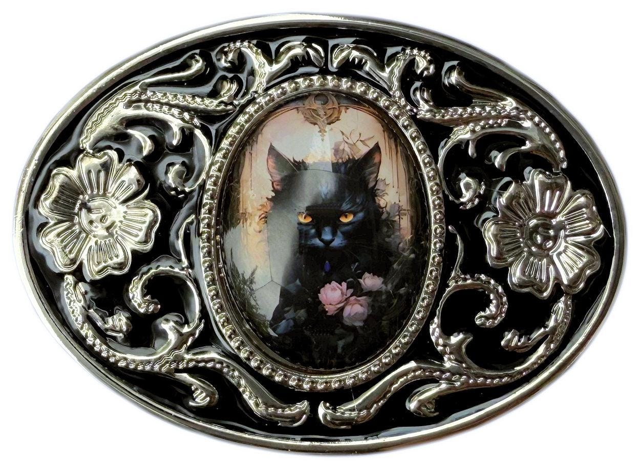 New black cat belt buckle approximately 3.5\