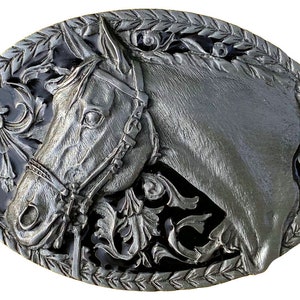 Horse Head Western Belt Buckle with Presentation Box