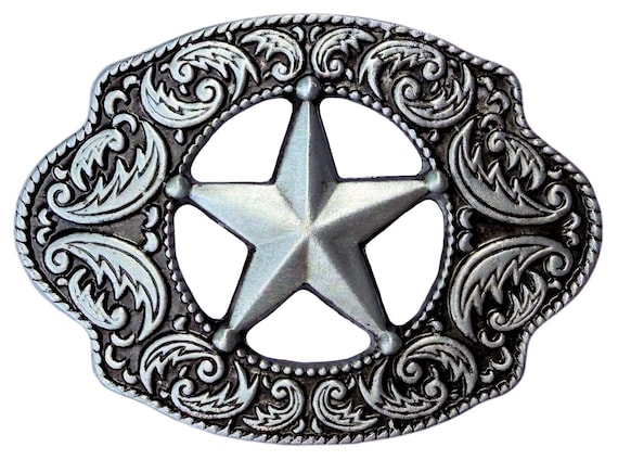 Fibbia Cintura Cowboy Texas - Design Toro E Stella Per Un Look Western