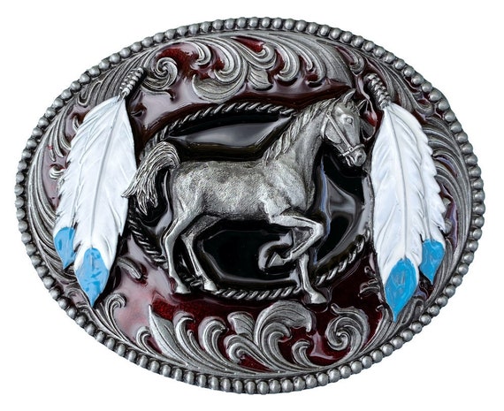 Western Horse Belt Buckle With Presentation Box - Etsy