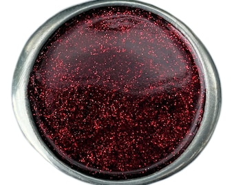 Round Red Glitter Disc Belt Buckle