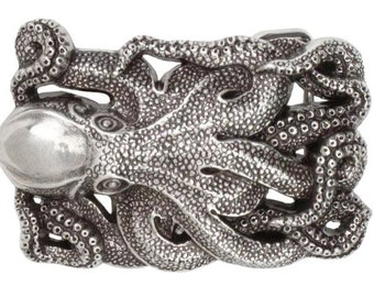 Octopus Silver Plated Trophy Belt Buckle in Presentation Box