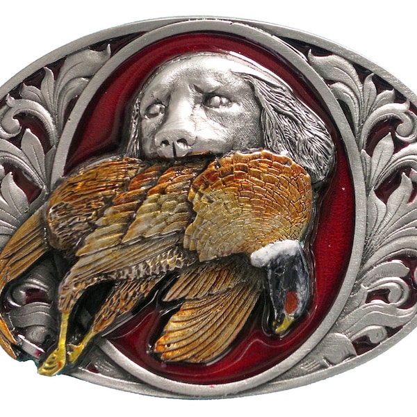 Dog & Pheasant Belt Buckle with Presentation Box