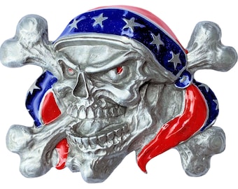 Skull & Crossbones Pirate Bandit Belt Buckle in Presentation Box