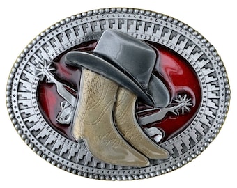 Fibbia Ovale Per Cintura In Argento Spazzolato Anticato, Stile Western, Cavallo Cowboy, Boucle De Ceinture - Foto 4