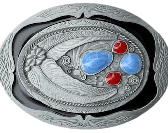 Fibbia Cintura Western Uomo – Grande Rodeo Con Cavallo E Cowboy, In Lega Di Zinco Lucidata, 16,5×8,7 Cm, Per Cinture Larghe 3,8 Cm - 4