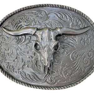 Steer Skull Western Belt Buckle with Presentation Box