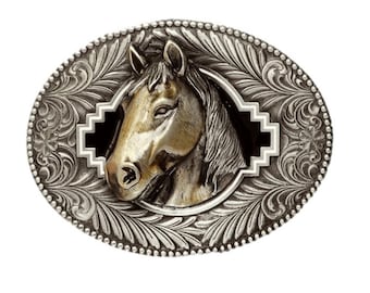 Horse Head Belt Buckle with Presentation Box