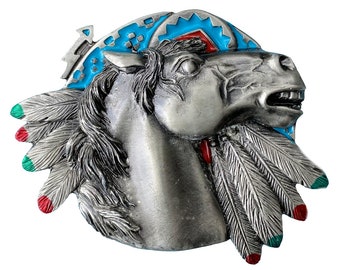 Boucle De Ceinture Ancienne Tête De Cheval – Western Cowboy – Fabriquée Aux USA Par Chambers