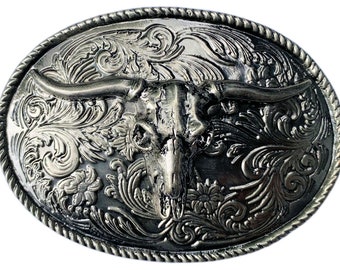 Boucle de ceinture style western tête de mort avec boîte de présentation