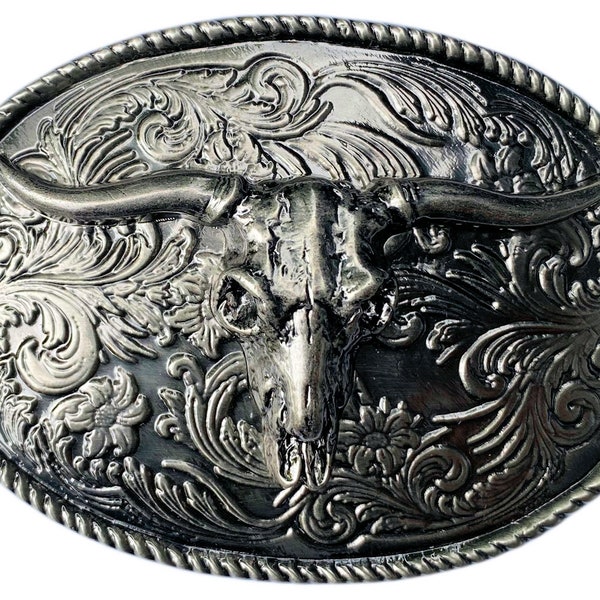 Steer Skull Western Belt Buckle with Presentation Box