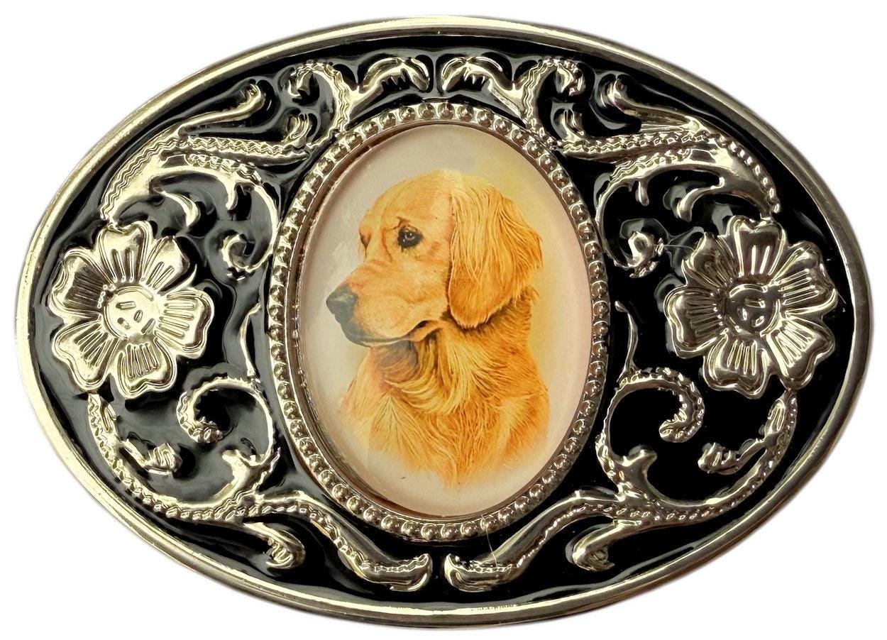 Vintage Double Dog Head Labrador Paquette Belt Buckle Gold Tone Signed 2 Piece Paquette Belt - Etsy main image 4