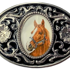 Horse Head Equestrian Belt Buckle in Gift Box