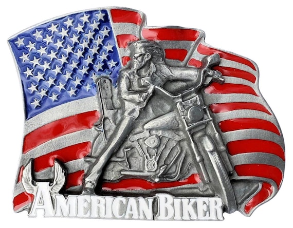 American Biker USA Flag Motorcycle Belt Buckle - Etsy