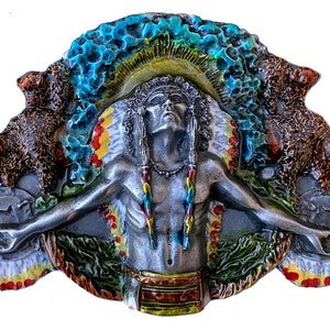 Western Indian Chief Belt Buckle with Presentation Box