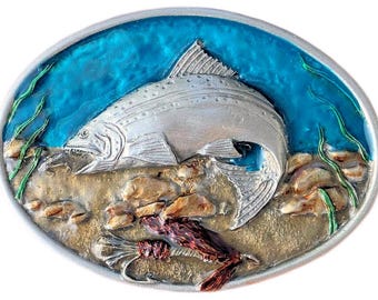 Fish Trout Fishing Fisherman Belt Buckle in Presentation Box
