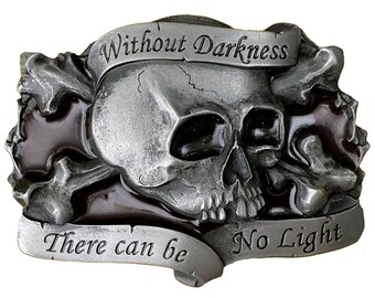 Skull & Bones Pirate Without Darkness Belt Buckle in Presentation Box