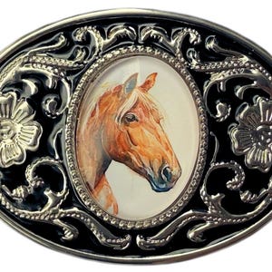 Horse Head Equestrian Animal Belt Buckle in Gift Box