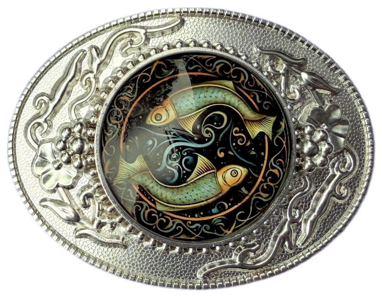 Vintage mixed metal fish Pisces navy belt Needlepoint Saltwater Fish Belt - Etsy main image 3