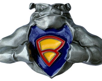 Super Bulldog Superhero Gürtelschnalle in Präsentation Box