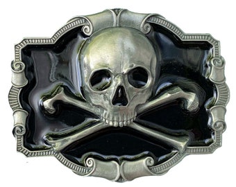 Skull & Crossbones Belt Buckle with Presentation Box