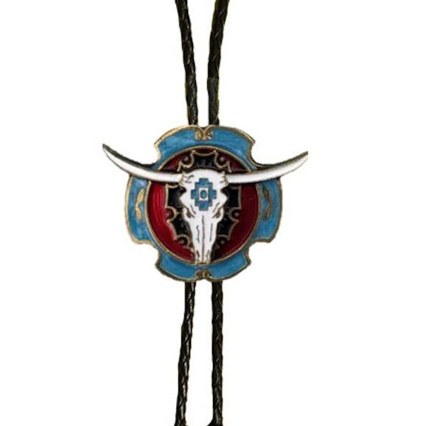 Steer Skull Bolo and Leather Tie (Complete)
