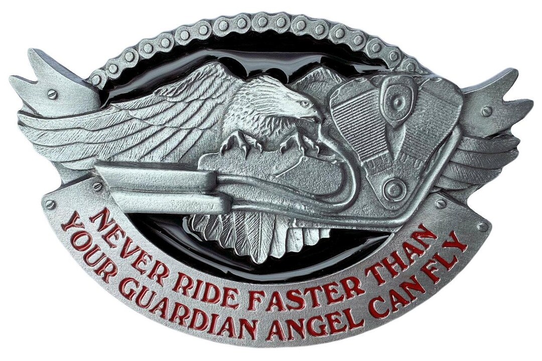 Never Ride Faster Biker Eagle Motorcycle Belt Buckle in Presentation ...