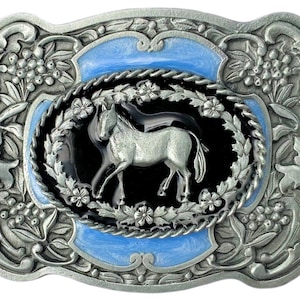 Western Horse Belt Buckle with Presentation Box