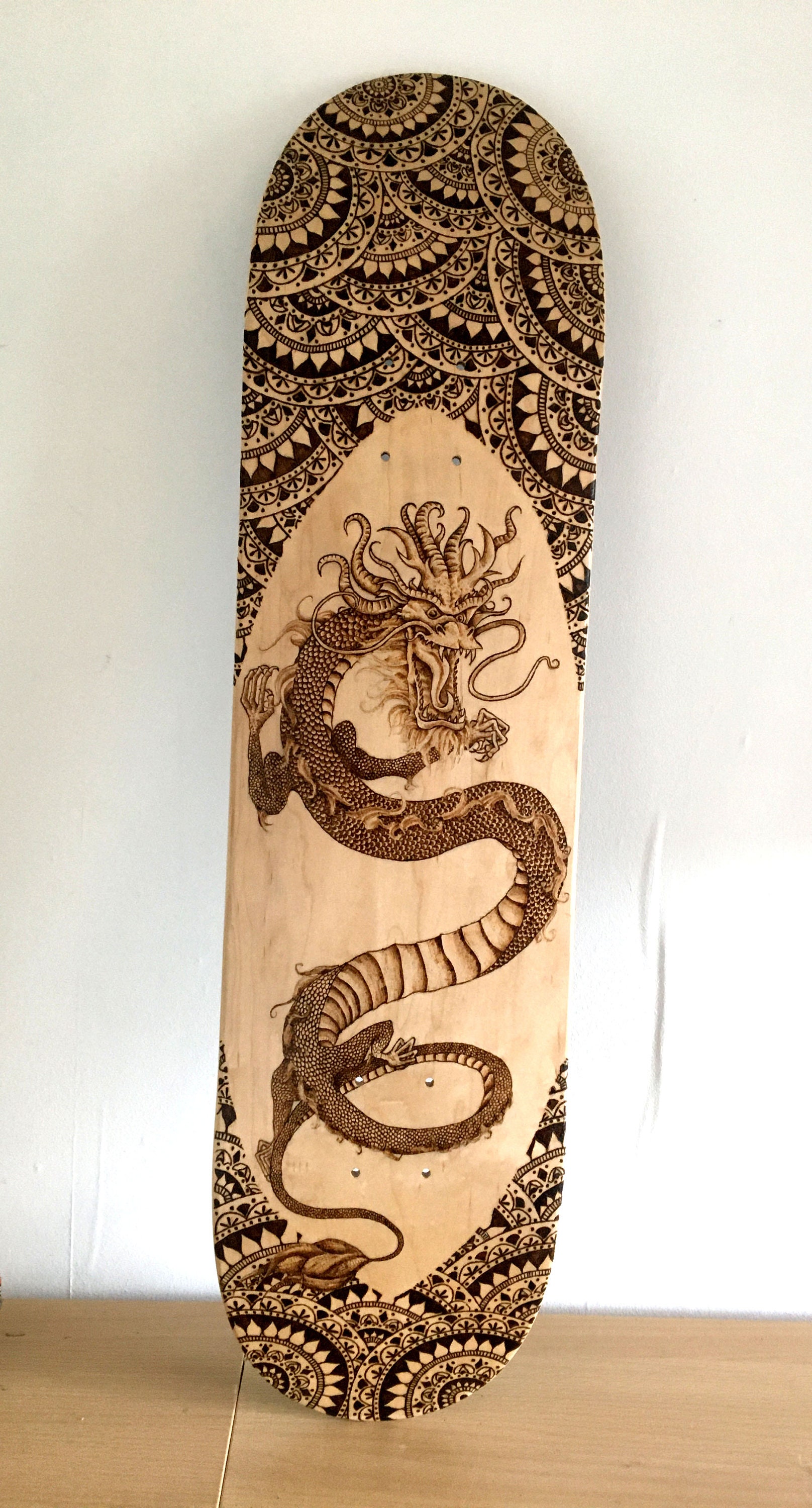 Dragon Pyrography Skateboard Deck Etsy