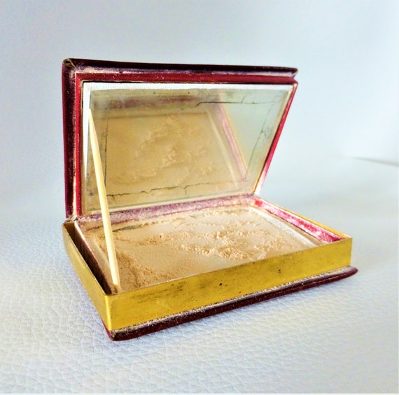 Poudrier Vintage En Métal Doré Avec Miroir - Ancien, En Bon état, Parfait Pour La Décoration Ou Le Collectionneur