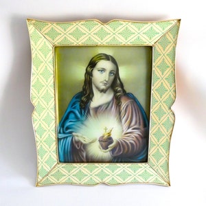 Old religious painting, representation of Jesus the sacred heart 1920 1940