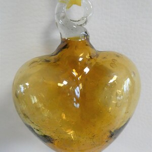 Old Amber colored glass heart - 1995. Vintage