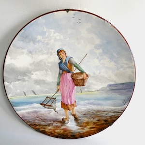 Precioso plato de pared de loza de colección - Siglo XIX