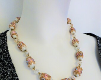 Collier Ras De Cou Art Déco Louis Rousselet Années 60 - Perles En Pâte De Verre, Alliage, Occasion Très Bon état