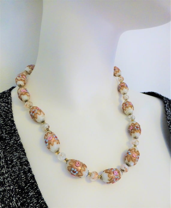 Collier Ancien En Verre De Murano, Perles Multicolores, Vintage Sans Marque