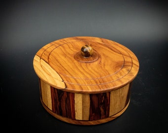 Unique Handmade Wood Turned Lidded Wooden Bowl Keepsake Box Cooki Candy Jar 1448h