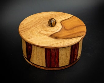 Unique Handmade Wood Turned Lidded Wooden Bowl Keepsake Box Cooki Candy Jar 1447h