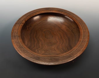 Handcrafted Walnut Bowl, Artisan-Carved Wood Dish, Decorative Centerpiece, Kitchen Table Decor, Unique Home Accents Rustic Serving Bowl 0324
