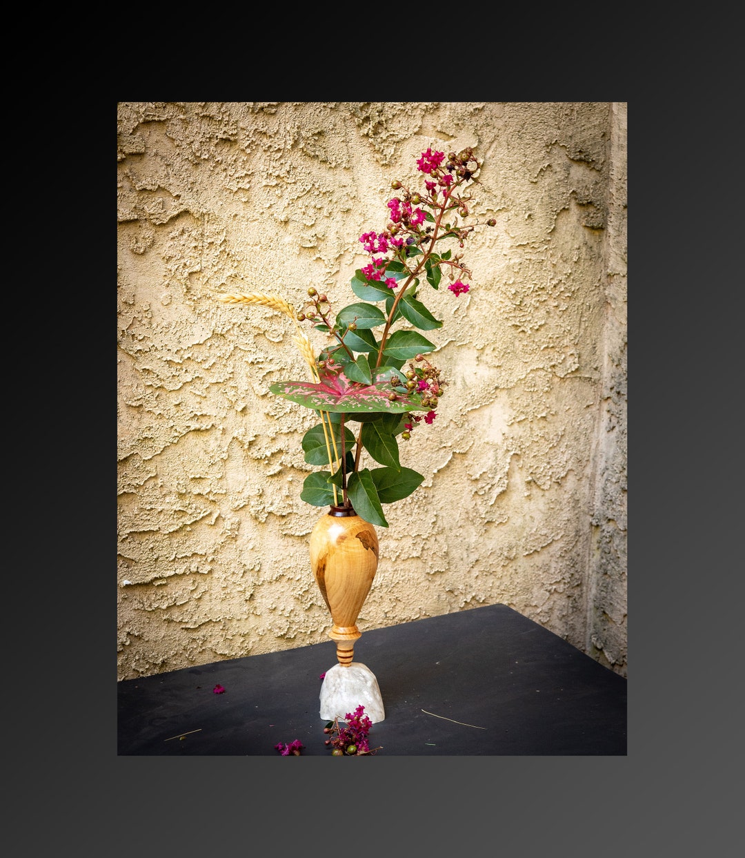 Handmade Turned Wooden Alabaster Bud Vase Flower Vase Weed Pot Twig