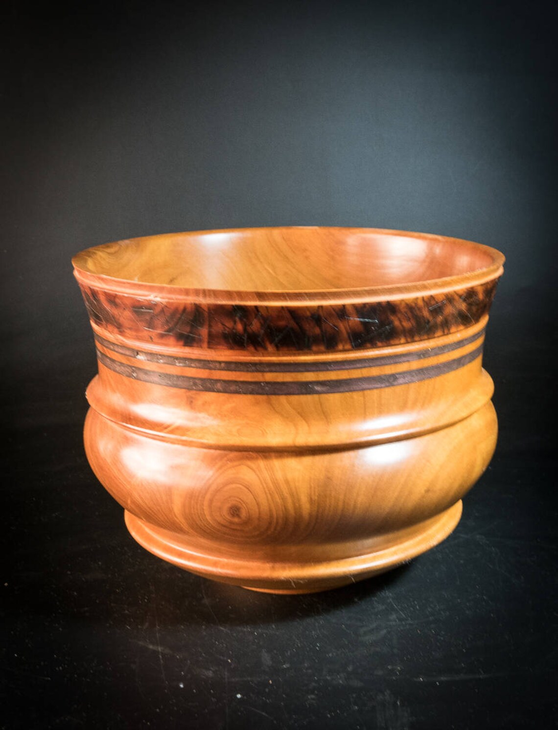 Unique Turned Carved Cherry Wood Bowl Decorated Bowl Handmade Etsy