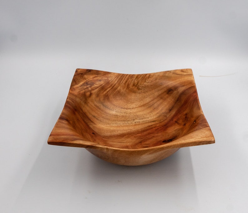 Unique Handmade Turned Carved Wooden Square camphor wood bowl plate. 1555 image 1