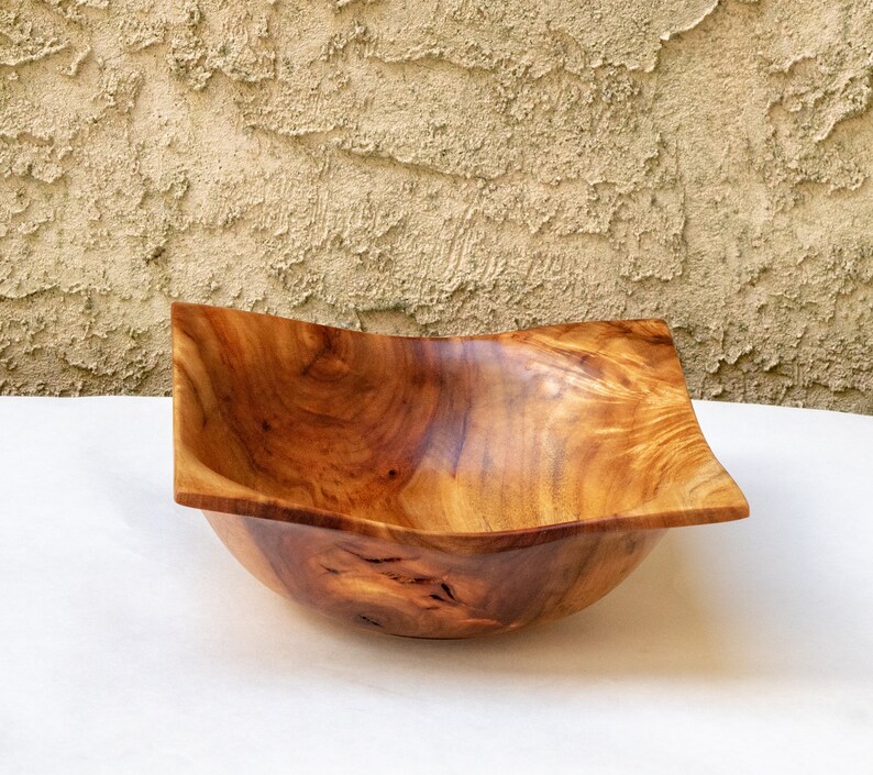 Unique Handmade Turned Carved Wooden Square camphor wood bowl plate. 1555 image 3