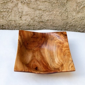 Unique Handmade Turned Carved Wooden Square camphor wood bowl plate. 1555 image 2