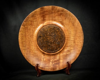 Unique mango wood plate with laser engrave bottom 2144