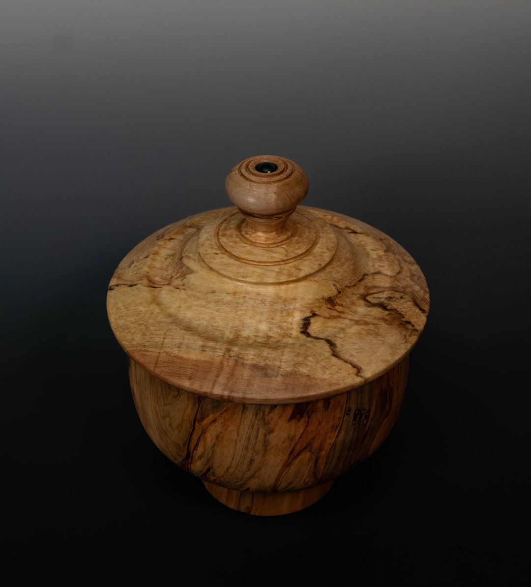 Handcrafted Wood Turned Carved Maple Wood Bowl Box Container Rustic