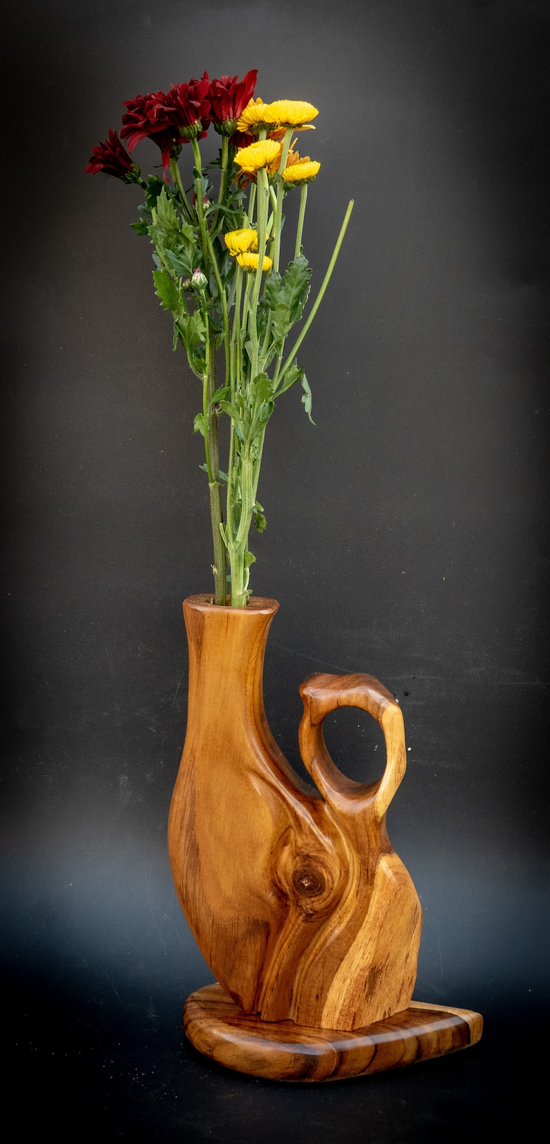 Unique Hand Carved Wood Sculpture Wooden Vase Live Natural Etsy