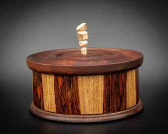 Unique Handmade Wood Turned Lidded Wooden Bowl Keepsake Box Cooki Candy Jar 1442h
