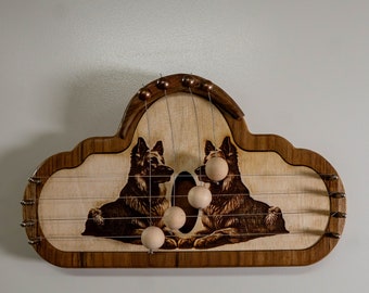 Handcrafted Wooden Door Harp with Laser-Engraved Dogs Design - Unique Home Décor Gift, Musical Door Decoration, housewarming gift 2422