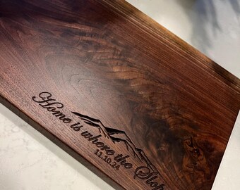 Personalized Cutting Board, Custom Cutting Board, Mountain View, Mountain, Slopes, Ski, Nature, House Warming, Custom Charcuterie, Winter,3D