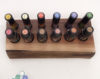 Live Edge Wood Essential Oil Holder, 10ml & 15ml Roller Bottle Display
